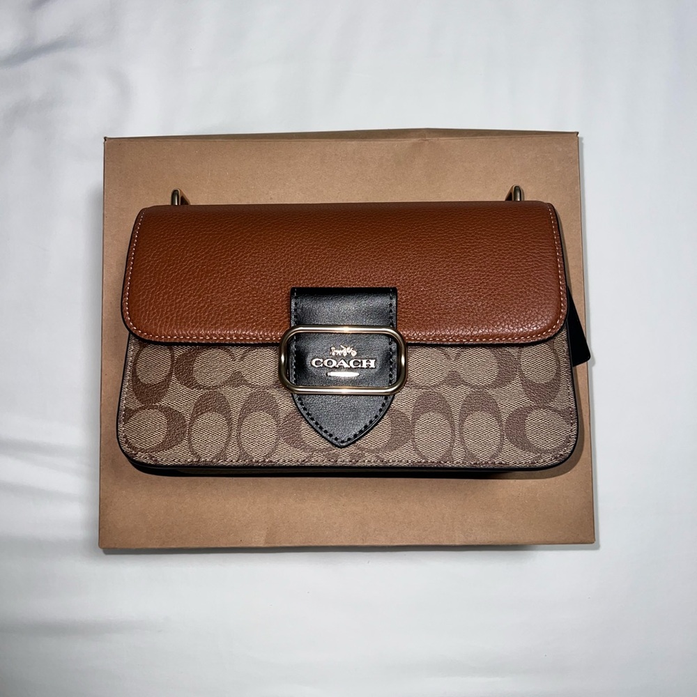 COACH Large Morgan Square Crossbody In Colorblock Signature Canvas